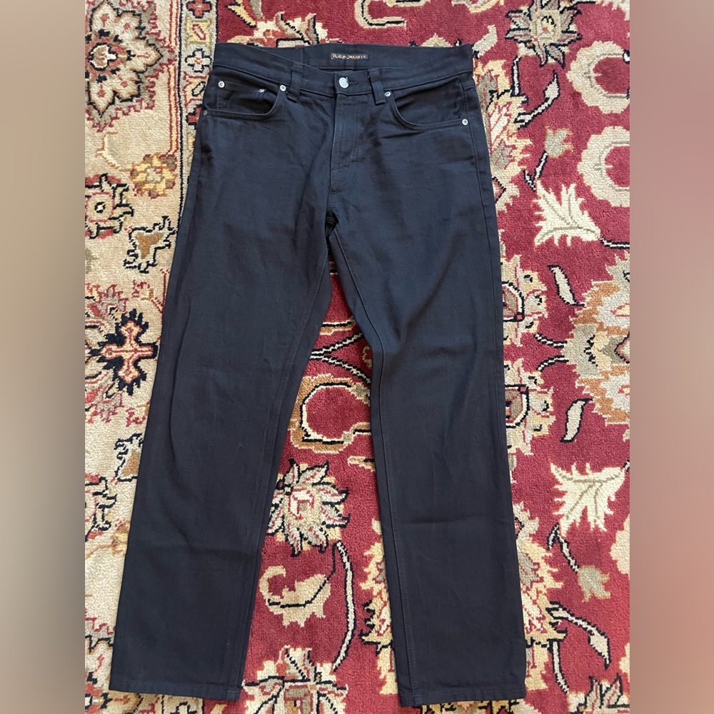 Nudie Jeans 31 Waist 30 Length Straight Leg Gritty Jackson Dry Black 100% Cotton